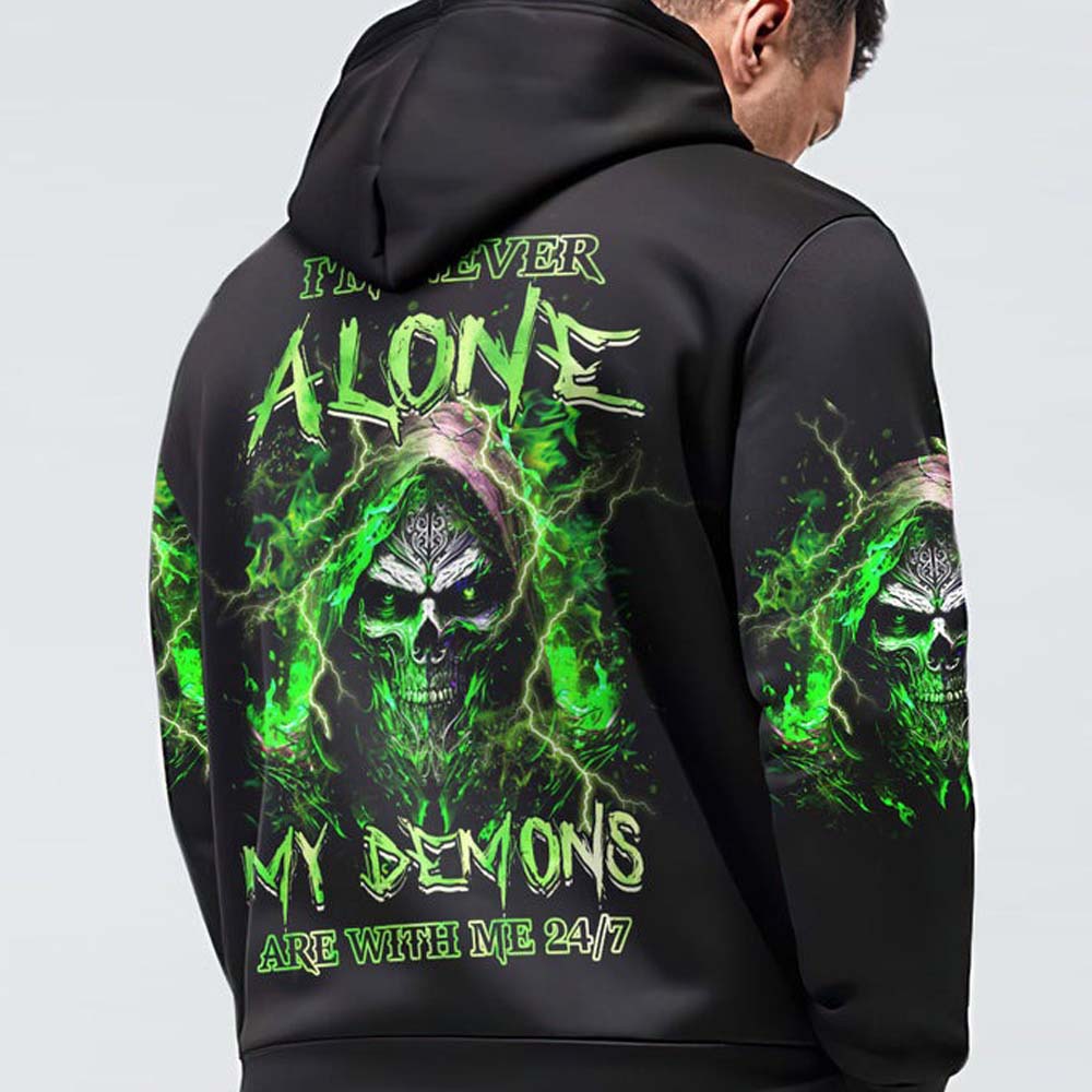 Skull 3D All Over Hoodie I'm Never Alone My Demons Are With Me 24/7