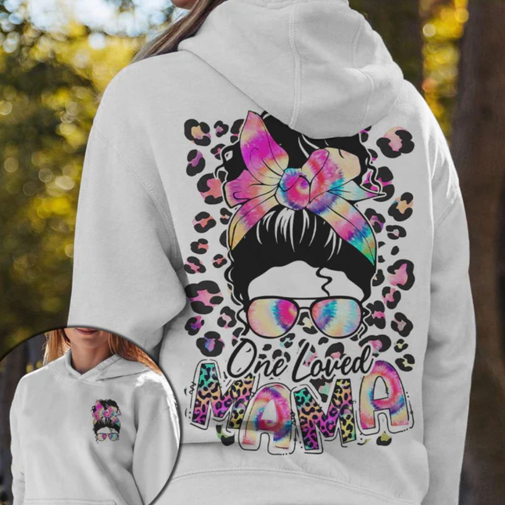 Messy Bun 3D All Over Hoodie One Loved Mama Tie Dye