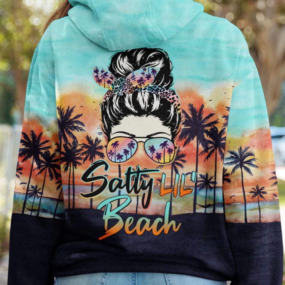 Messy Bun 3D All Over Hoodie Salty Lil' Beach