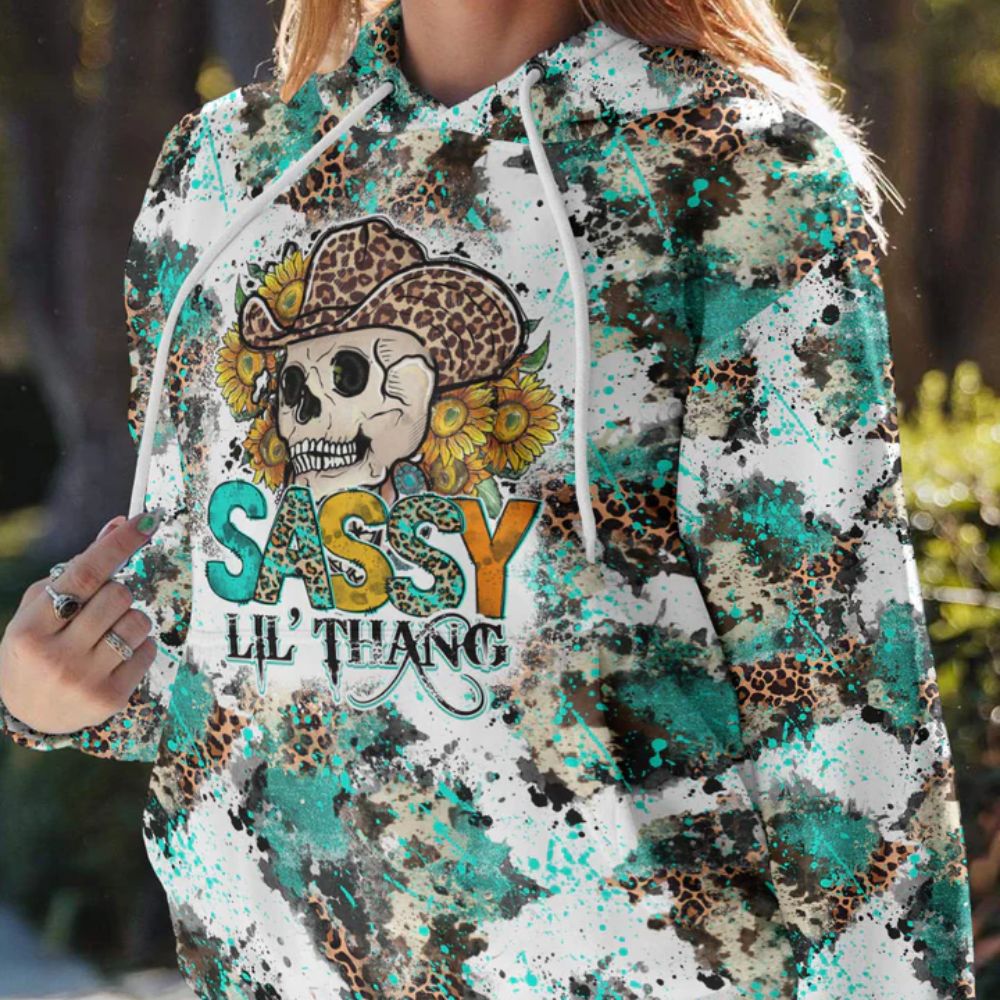 Cowboy Skull 3D All Over Hoodie Sassy Lil' Thang