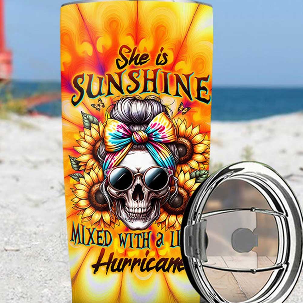 Skull Tie Dye Tumbler She Is Sunshine