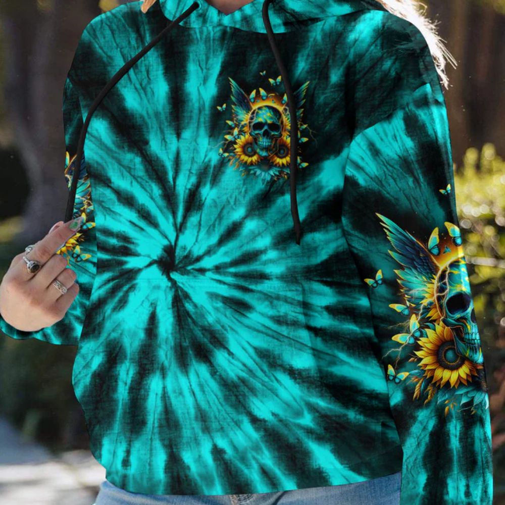 Wings Skull 3D All Over Hoodie She Is Sunshine Tie Dye