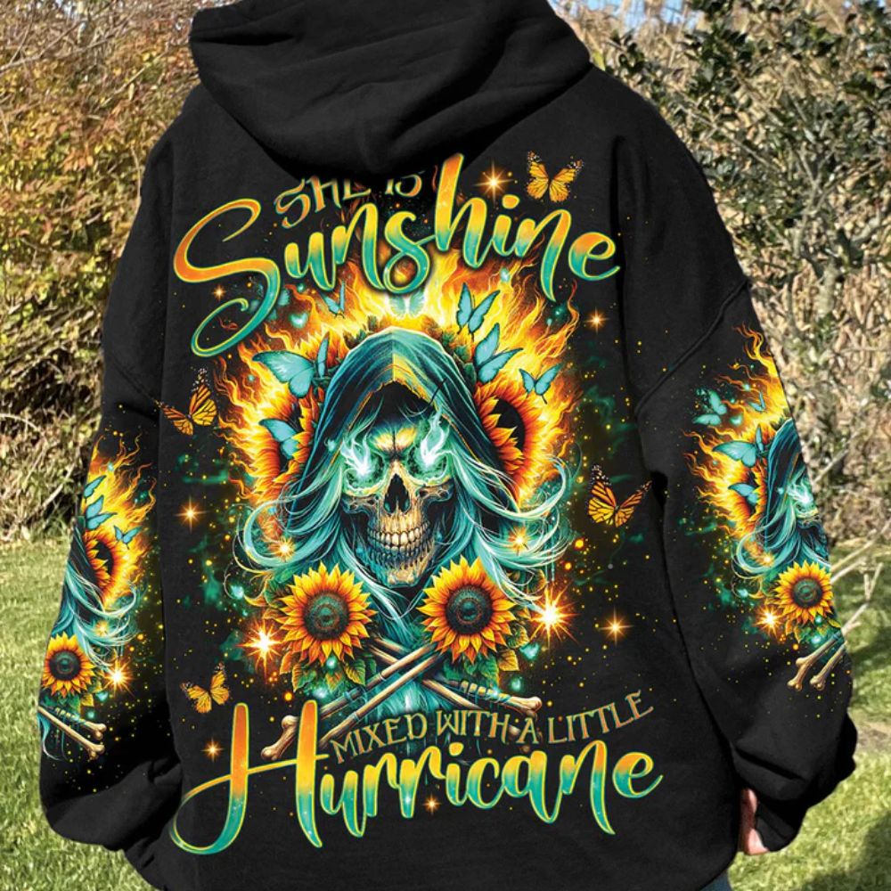 Flower Reaper Skull 3D All Over Hoodie She Is Sunshine