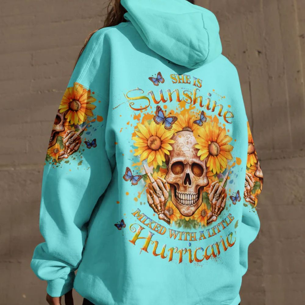 Butterfly Sunflower Skull 3D All Over Hoodie She Is Sunshine