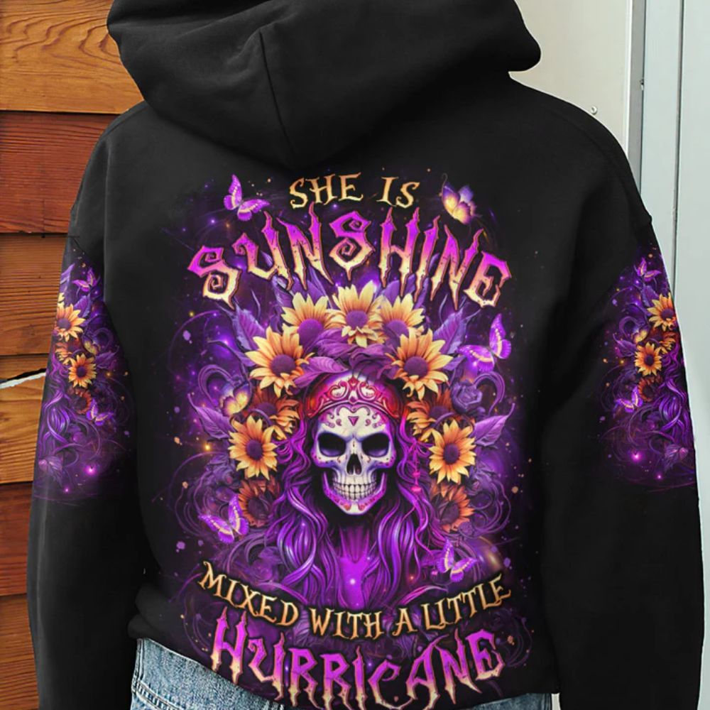 Sunflower Skull 3D All Over Hoodie She Is Sunshine