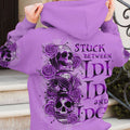 Rose Purple Skull 3D All Over Hoodie Stuck Between IDK IDC And IDGAF