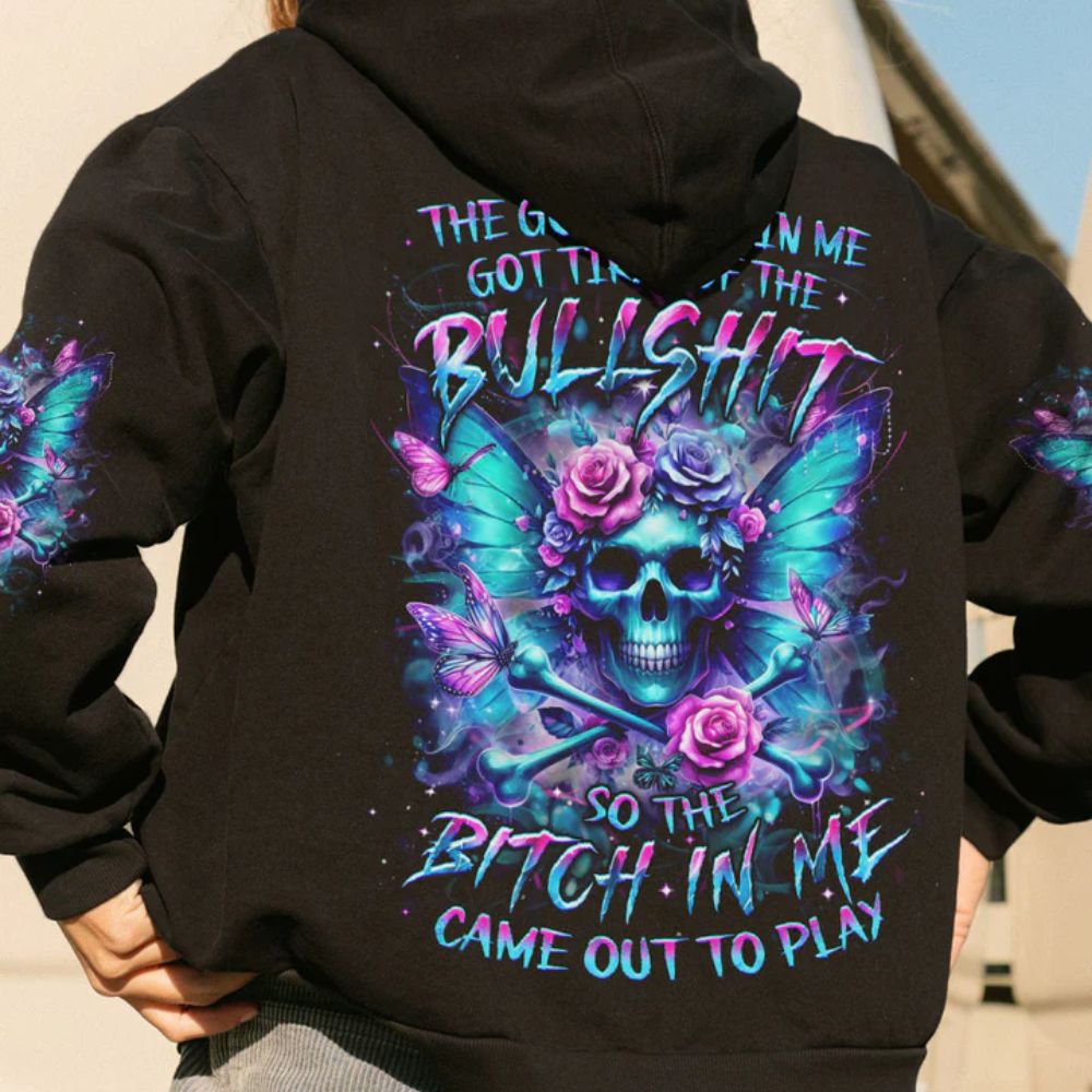 Bones Skull 3D All Over Hoodie The Good Girl In Me