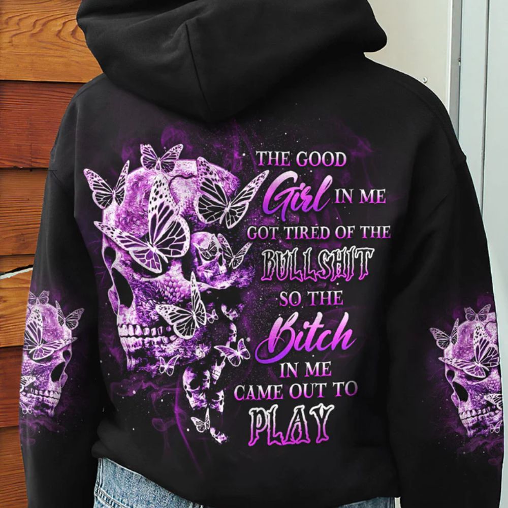 Rose Skull 3D All Over Hoodie The Good Girl In Me Got Tired