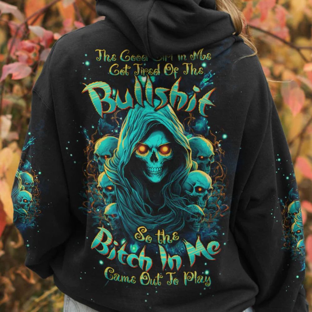 Scary Reaper Skull 3D All Over Hoodie The Good Girl In Me