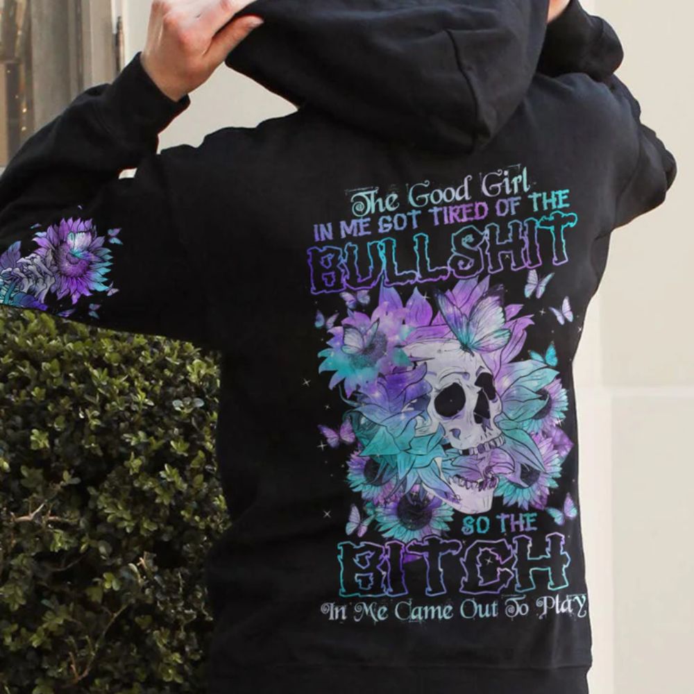 Sunflower Skull 3D All Over Hoodie The Good Girl In Me