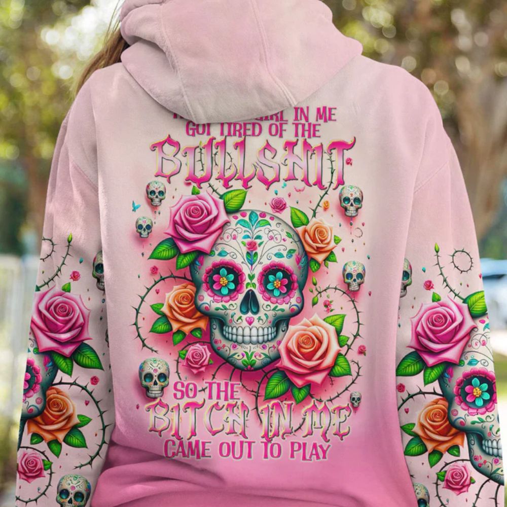 Rose Sugar Skull 3D All Over Hoodie The Good Girl In Me