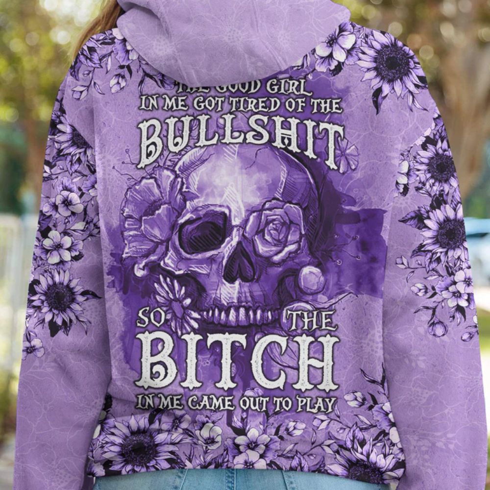 Purple Skull 3D All Over Hoodie The Good Girl