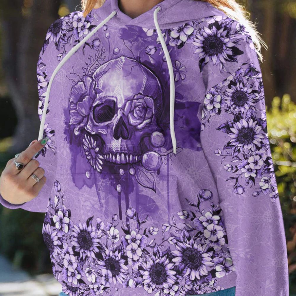 Purple Skull 3D All Over Hoodie The Good Girl